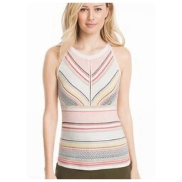 White House Black Market Tops - !! White House Black Market Multi-Color Stripe Sweater Knit Sleeveless Tank